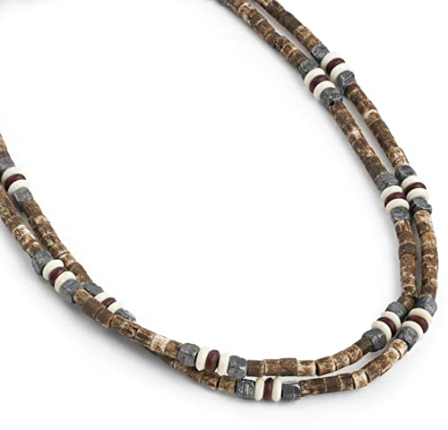 LOCAL LEAGUE Herren Surfer Halskette mit Perlen für Männer, Freund, Strandurlaub, Australischer Surf-Stil Perlenkette, Urlaub, Festival, BEACH Party, Tribal, Clubbing 46 cm