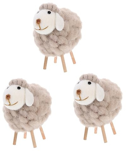Garneck 3st Kleine Schafverzierung Tierisches Plüschlamm Tierische Regalfiguren Weihnachtsfoto-Requisite Weihnachtsschaf-Statue Schaffigur Aus Filz Tierstatue Holz Anzeige Weihnachtsbaum