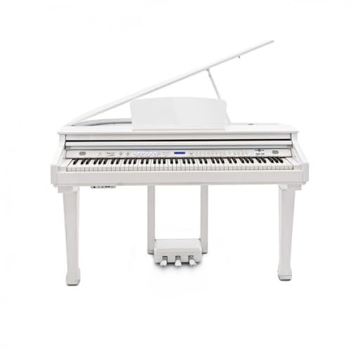 GDP-100 Baby Digital Grand Piano with 3 Pedals and Bench, Gloss White | 88 weighted touch-responsive keys, split/layer and effects functions, 55 play-along songs included