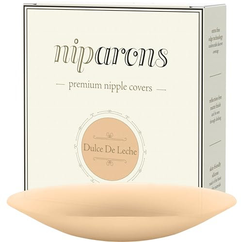Niparons Premium Nipple Covers - Invisible, Reusable Adhesive Silicone Pasties (Dulce De Leche, 8cm)