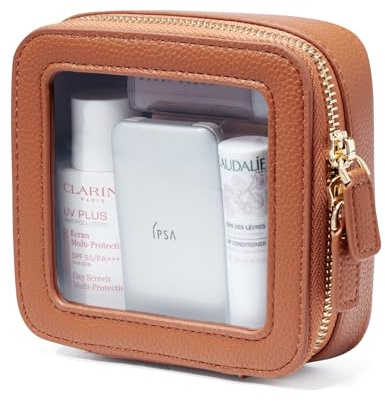 Popvibe Clear Makeup Bag Toiletry Case Travel Transparent Cosmetic Bag with Zipper, Portable Make Up Organizer Traveling Compact Car Bag for Essentials