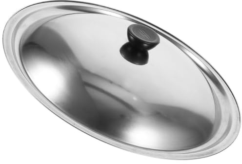Ciieeo 32Cm Stainless Steel Universal Frying Pan Lid Pot Cover Compatible with Cast Iron Skillet Pans Reusable Kitchen Cookware Cover