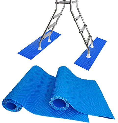 Dxmimer Swimming Pool Ladder Mat - 36 X 8 inch, Blue, PVC, Non-Slip Texture - Protective Pool Accessory for Above Ground Stairs