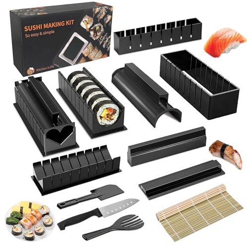 Feng Shui Gift Shop Sushi Making Kit Sushi Maker 12 Pcs Plastic Premium Set Sushi Tool Set Sushi Rice Roll Mold Shapes, DIY Sushi Roller Tool for Home Beginners