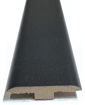 Midnight Black Laminate & Wood Flooring Section Transition Bar MDF Threshold Strip T Bar Profile Door Strip Moulding Oak Trim (1, 2400mm (7ft 9))