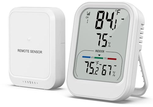 ORIA Indoor Outdoor Thermometer Wireless, Digital Thermometer Hygrometer with Temperature Humidity Sensor, 328ft/100m Range, MAX/MIN Value, Arrow Trend, Room Temperature Monitor for Home, Garden
