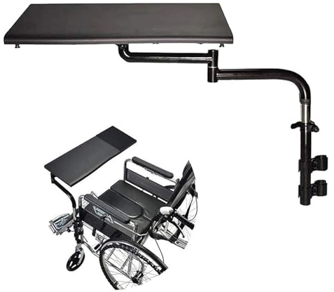 Dtyubfg Rollstuhl Tablett, Rollstuhltisch Universal-Rollstuhlrunde Geeignet für Manuell Angetriebene oder elektrische Rollstühle Zubehör für Rollstuhltische Push Pull Handy -45CM-Schwarz