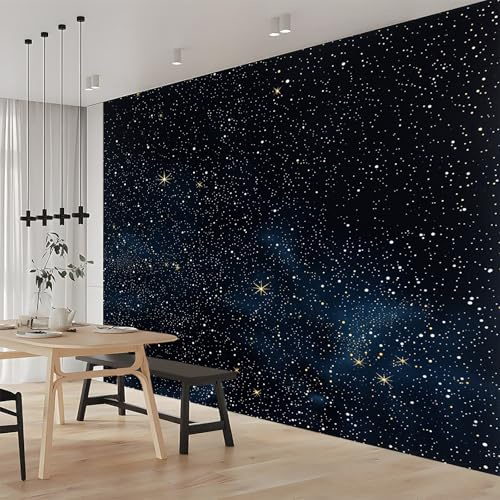Fototapete 3D Effekt Sternenhimmel Schwarz 200x140 cm Vliestapete Wohnzimmer Schlafzimmer Vlies Tapete Art Wandtapete UV-Beständig Wanddekoration Tapete