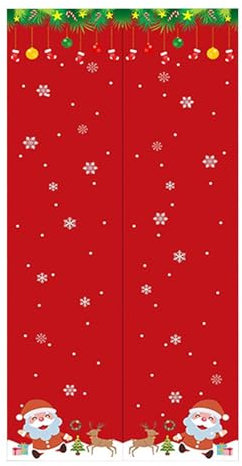 Tende natalizie per porta scorrevole in vetro, tende termiche magnetiche, 94 x 203 cm, tende isolate per porte e finestre, decorazione per la privacy, tende a pannello per porte natalizie con fiocco