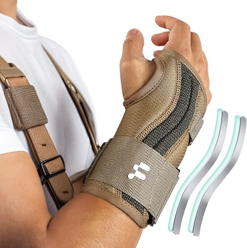 Fitomo Wear Resistant Kevlar Wrist Support with Removable Aluminium Stays for Men Women, Carpal Tunnel Wrist Splint for Arthritis, Tendonitis, Repetitive Strain, Adjustable Wrist Brace for Work Sleep