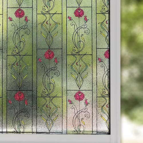 Fensterfolie Selbsthaftend 1/2/3/5M Dekorative Fensterfolie Static Cling Buntglas Aufkleber Weihnachtsschmuck for Zuhause Fensterfolie Blickdicht Selbsthaftend(45x100 cm)