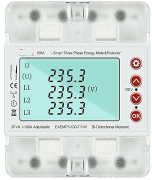 IYNWBJTS Compteur Intelligent de kilowattheures d'énergie électrique bidirectionnelle triphasé 380V 100A, Protecteur de surtension et de sous-Tension, commutateur de Relais, limiteur de Courant