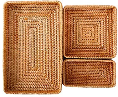 ZXDZMM Vassoio portaoggetti in Rattan Intrecciato a Mano, Cestino portaoggetti, cestini in Vimini, Picnic, Pane, Frutta, Cibo, Colazione, espositore, Artigianato, Decorazione della casa
