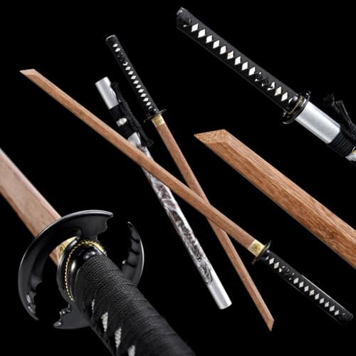 103cm handgefertigtes Bokken,Holz Samurai-Schwert ,bemalte Scheide aus Massivholz,Klinge aus natürlichem Palisander,gerade Samurai-Schwerter aus Holz für Cosplay,Kendo-Training,Geschenke,Dekoration