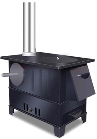 Holzofen Multifunktions-Holzofen for Verbrennen von Brennholz, Haushalt, ländlicher, rauchfreier Innenheizofen, mobiler Eisentopfofen, Outdoor-Camping Heizung und Herd(Groß)