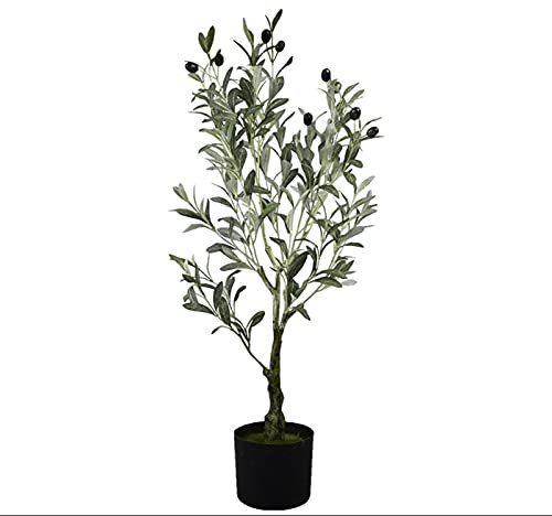 ASumPio Künstliche Pflanze, Dekorativer Baum, Künstlicher Olivenbaum, Vinyl-Blumentopf, Grünpflanzen Für Drinnen Und Draußen, Heimbüro, Künstliche Pflanzen,90cm Olive Tree