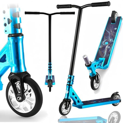 X30B-Pro Trick Roller mit Ständer ABEC 9 Kugellagern, 120mm PU Räder Cityroller 360° Lenkung Stunt Scooter, für Kinder Erwachsene A