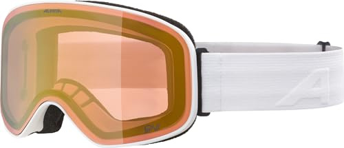ALPINA Slope QV - Selbsttönende Skibrille für Damen und Herren, Anti-Fog, effektive Luftzirkulation, Verspiegelte Scheibe, white matt