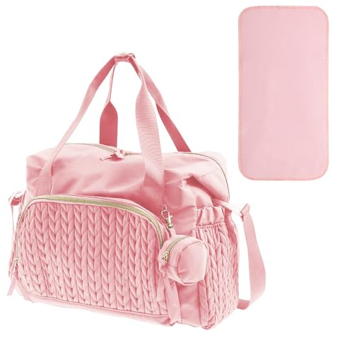Wickeltasche,Tragbare Babytasche mit Gepäckgurte,Robuste Wickeltasche für Kinder, Multifunktions Wickeltaschen Tragetasche für unterwegs,leicht zu Reinigende Reisewindeltasche für Mama Papa (Rosa)