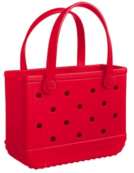 BOGG BAG Bitty Small Tote – 11” x 8.5” x 4.5” – Durable, Washable, Tip-proof – Beach, Pool, Boat, Work, Sports (Off to the Races Red)