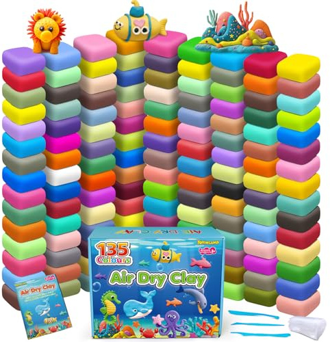 135 Couleurs Pate a Modeler, Argile Autodurcissante Pâte à Modeler Magique pour Enfants, Cadeau pour Garçons et Filles âgés de 3 à 12 Ans