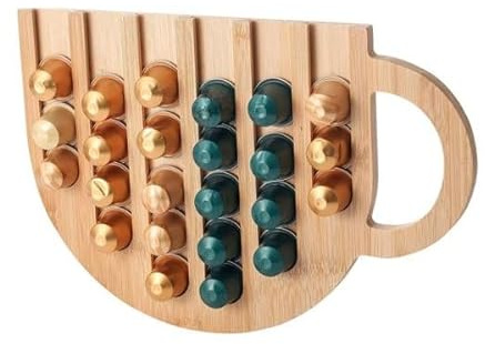 Dc Casa Contenitore Portacapsule Verticale in Bamboo – Organizer Elegante per Coffee Station – Porta Capsule Salvaspazio – Design Naturale per Cucina o (6 file (36x24 cm))