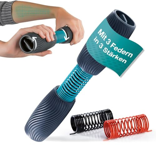 Reflexit Handgelenk- & Unterarmtrainer, anpassbare Trainingsintensität mit 3 Federn | Verbesserte Beweglichkeit, Griffkraft stärken, Stressabbau, Förderung der Regeneration | Einsteiger & Profis
