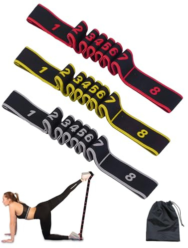 Élastique de Musculation - Bande Élastique de Yoga, 8 Niveaux de Résistance, Bande de Fitness Polyvalente pour Pilates, Yoga, Étirements et Danse – Couleur Rouge