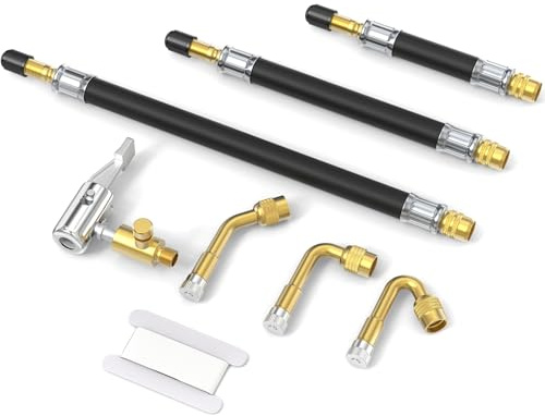 GASHER 7Pcs Tire Valve Extenders, Valve Stem Extension with 45°/90°/ 135°Angles & Tire Inflator Hose Adapter