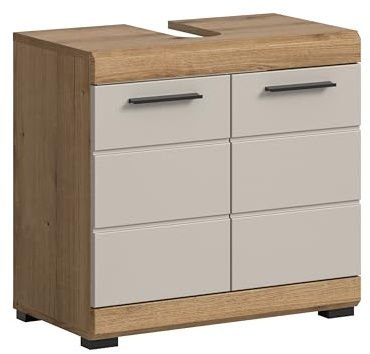 xonox.home - Waschbeckenunterschrank Scout 60x56x34 cm in Evoak Oak und Kaschmir matt - Badmöbel Badschrank Unterschrank Badezimmer - erstklassige Qualität robust und langlebig einfache Montage