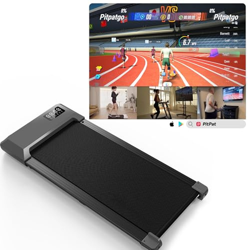 Superun Walking Pad mit Steigung 6% – Laufband für Zuhause max 6km/h & 12km/h mit App und Fernbedienung – Laufband Schreibtisch max 136 kg mit Multi-Runner-Rennen und Training Courses