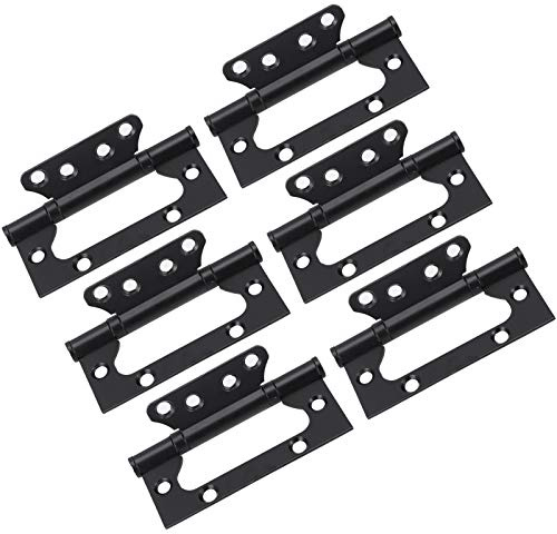 SEAFRONT Paquete de 3 Bisagras de Puerta Negras, Bisagras para Muebles - 4.1x2.0 Pulgadas Interior Aleación de Zinc de Rodamiento Silenciosas Abiertas Planas con Herrajes para Puertas y Ventanas,