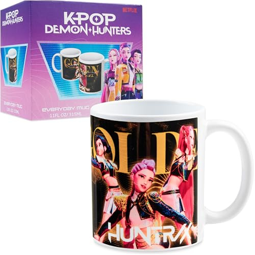 KPop Demon Hunters Huntrix officiella originalmuggar, 315 ml, keramisk kaffe- eller tekopp (vit Honmoon)