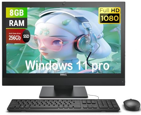 Dell Optiplex 5250 Ordinateur de bureau tout-en-un avec écran de 21,5 , Intel Core i3-7100, 8 Go de RAM, SSD 256 Go, WiFi, Bluetooth, clavier QWERTY américain, Windows 11 Pro (reconditionné)
