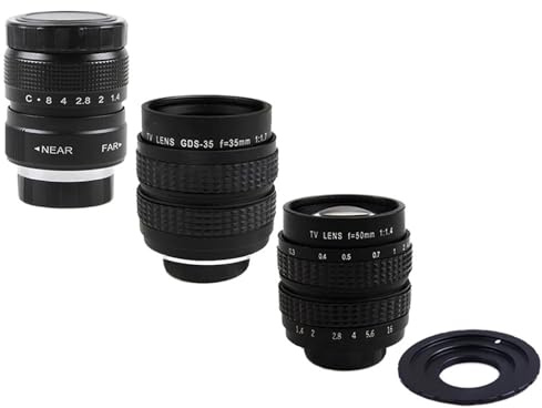Compatible for Sony E 25mm F1.4 CCTV Lens with C-Mount Adapter C-M4/3 EOS.M R 1(25mm F1.4,Black,EF-M)