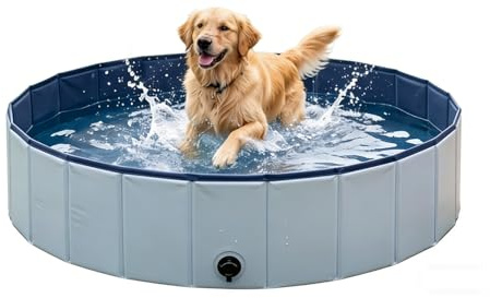 WUTIAOMVN Foldable Dog Swimming Pool,Dog Paddling Pool 120×30cm Thickened Collapsible Pet Bathing Tub Portable Outdoor Non Slip for Large Dogs Puppy Cats Grey