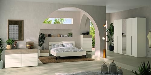 Composad | Camera da Letto Completa della Linea Favorita, Set di 6 Mobili con 1 Letto King Size, 1 Armadio 5 Ante, e 2 Cassettiere, Arredo Camera da Letto, Grigio Cashmere Topmatt, Made In Italy