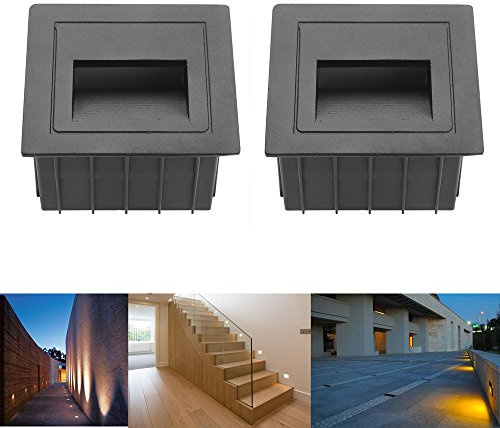 SUBOSI 2er LED Treppenlicht Aluminium 230V 2W Glas Wandleuchten Treppenlicht mit Unterputzdose Treppenlicht Wandleuchte IP65
