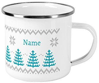 Herz & Heim® Glühweintasse mit Aufdruck - norwegisches Muster - mit Ihrem Wunschnamen