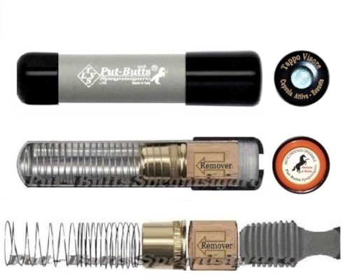 Put-Butts Spegni Sigaro Singolo per Toscano, Made in Italy Mod. L 080 REMOVER - Interno Estraibile per Pulizia e sua DURATA Tappo Visore Capsula, Singolo, per Toscanello, per Toscanelli. English Grey