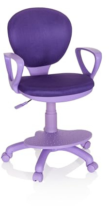 hjh OFFICE 671009 Barnsnurrstol Kid Colour - Ergonomisk kontorsstol för barn, Praktiska fotstöd justerbara i höjdled, halvrunda, Inkl. armstöd