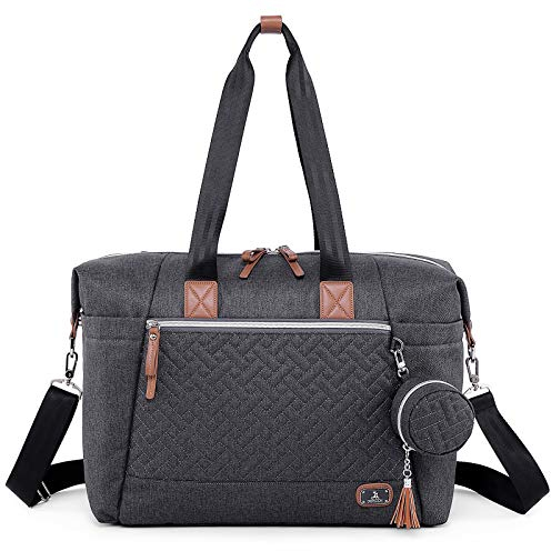 Dikaslon Wickeltasche mit Schnullertasche und Wickelunterlage, Große Reisewindeltasche für Mama und Papa, Multifunktions-Babytasche für Jungen und Mädchen (Dunkelgrau)