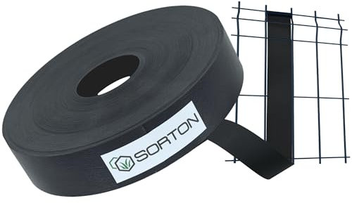 Sorton Kit Lamelle Occultante PVC Rouleau Bande Occultant Brise Vue Grillage Rigide Occultant Cache Cloture en Panneau Rigide pour Jardin 46MM x 35M (Anthracite - RAL7016 - sans Clips)