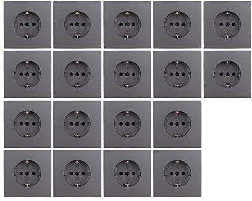 McPower | Schutzkontakt-Steckdose Shallow | anthrazit | 18er-Pack | 250V~/16A | Einsteckschutz | 1 Jahr Garantie