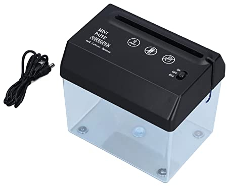 Mini Aktenvernichter, USB Elektrischer A6 Aktenvernichter mit Transparentem Fenster, Streifenschnitt Aktenvernichter für Home Office