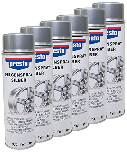 Felgenspray Silber Felgensilber Felgenlack Lackspray Presto 428924 6 X 500 ml
