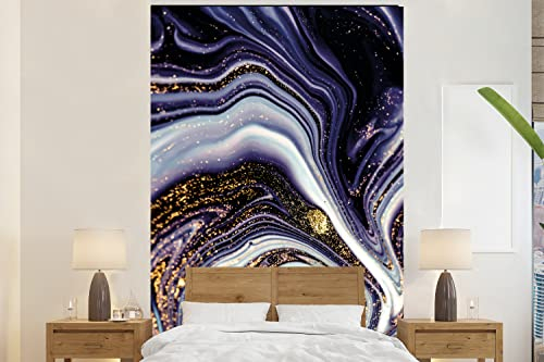 Selbstklebend Tapete Wandpapier Wandaufkleber Fototapete Tapeten Wanddeko 160x240 cm Marmor - Lila - Luxus - Marmoroptik - Glitzer