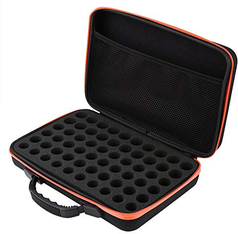 YUMILI Tragetasche für ätherische Öle, 60 Flaschen, Öle, Rollflaschen-Organizer, Hartschalenkoffer, Außenaufbewahrungsorganisator, für Flaschen 5 ml, 10 ml, 15 ml (rot)