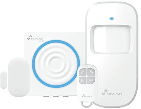 Sistema di allarme Nivian per casa e azienda senza canone mensile | Kit Allarme Wifi con Controllo Remoto tramite APP Tuya | Funzione SOS | Installazione semplice senza cavi