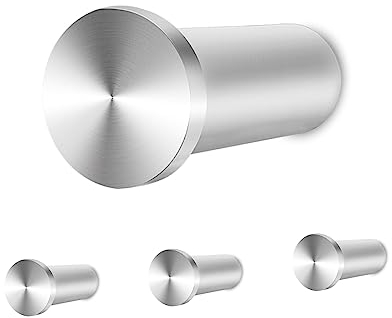 Vista Haken Edelstahl SUS304 Garderobenhaken Silber Kleiderhaken Heavy Duty Wandhaken Handtuchhaken zum Bohren für Wand, Bad, Küche, Schlafzimmer 4 Packs